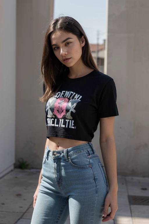 ((Mejor calidad)), ((obra maestra)), (detallado), cara perfecta
Con playera negra
Completamente vestida
Con jeans
Agregar la leyenda sixteen:16 a la playera
En playera roja
