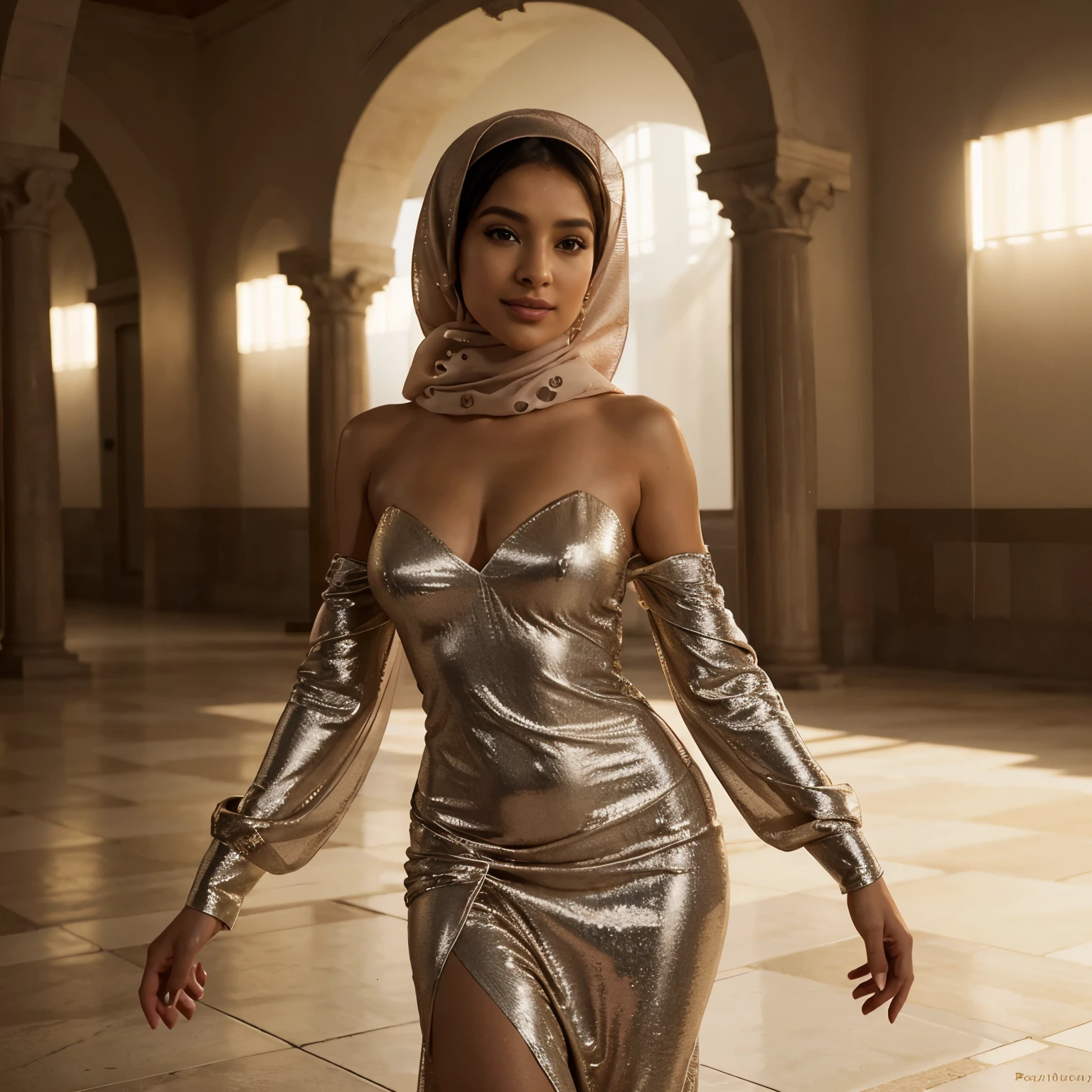 (Liza), (melhor qualidade), sexy, quente, magrelo, delgado, salto alto, Shy pose, Shy, hijab, apertado, joia, corpo todo, retrato, cores vibrantes, soft lighting, Feminine elegance, olhar sedutor, delicate features, maquiagem polida, traje elegante, confident expression, ethereal beauty, Elegante, postura graciosa, detalhes requintados, captivating presence, silhueta marcante, modern aesthetic, ambiente intimista, Atmosfera glamorosa, charme sofisticado, tez radiante, sorriso encantador, professional pquenteography, film composition, flawless complexion, Extravagant accessories, dynamic energy, artistic interpretation, captivating allure, Confident Balance, moda moderna, fashionista atraente, Seductive fascination.