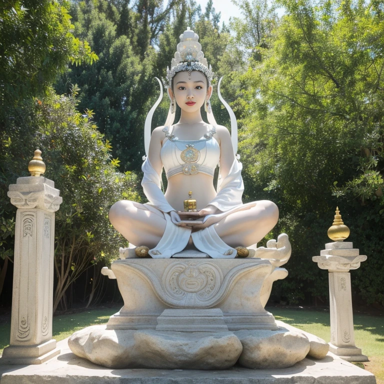 bangladesh marble statue sitting in garden with open legs showing your pussy with long hair 4k made in marble