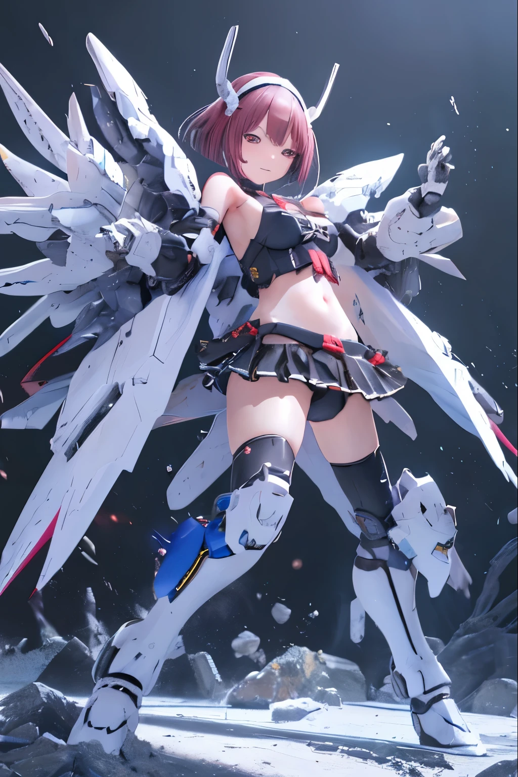 (highest quality)), ((masterpiece)), (very detailed: 1.3), 3D, (wear dark blue Old School Swimsuit under armor:1.3), 1 girl, unarmored waist, wears a futuristic white Gundam mecha,(Gundam), with headgear, with v-fin , armored shoulders,armored under arms, armored under legs, dark blue Old School Swimsuit, 2 marine thrusters attached on back, marine thrusters are symmetrical, under the calm waters of Iceland:1.2, under water, multilayer textureperfect proportions, octane rendering, duotone lighting, Low ISO, wide aperture, White balance, Rule of thirds, ultra HD16k, HDR (High Dynamic Range), Ray Tracing, NVIDIA RTX, Super Resolution, Subsurface Scattering, PBR Texturing, Post Processing, Anisotropic Filtering, Depth of Field, Maximum Clarity and Clarity, High efficiency subpixel, subpixel convolution, particles of light, light scattered, Tyndall effect, full body:1.5, battle pose, cute, (cute:1.2), (bob cut:1.3),三つ編み, 黒髪, 太い眉毛, 薄い色の虹彩, 大きくて輝いている黒い瞳, 長いまつげ, 小さく薄い色の自然な唇, (Average face of Japanese idols), (日本人特有の童顔:1.3), (baby face), 広いおでこ:1.2, ふっくらした頬, 小さな顎, looking at viewer,Focus on the eyes