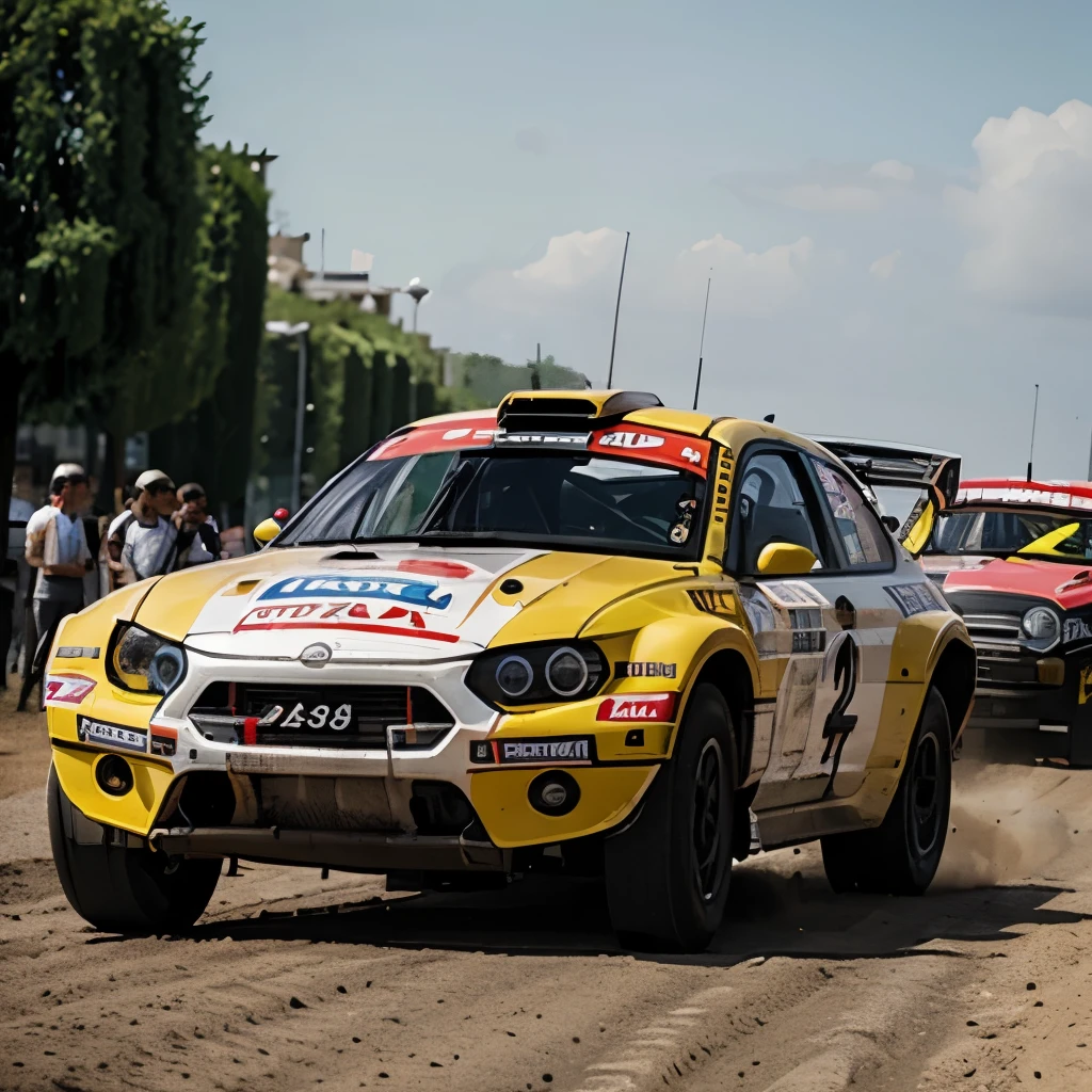 Race car rally in paris dakar red color