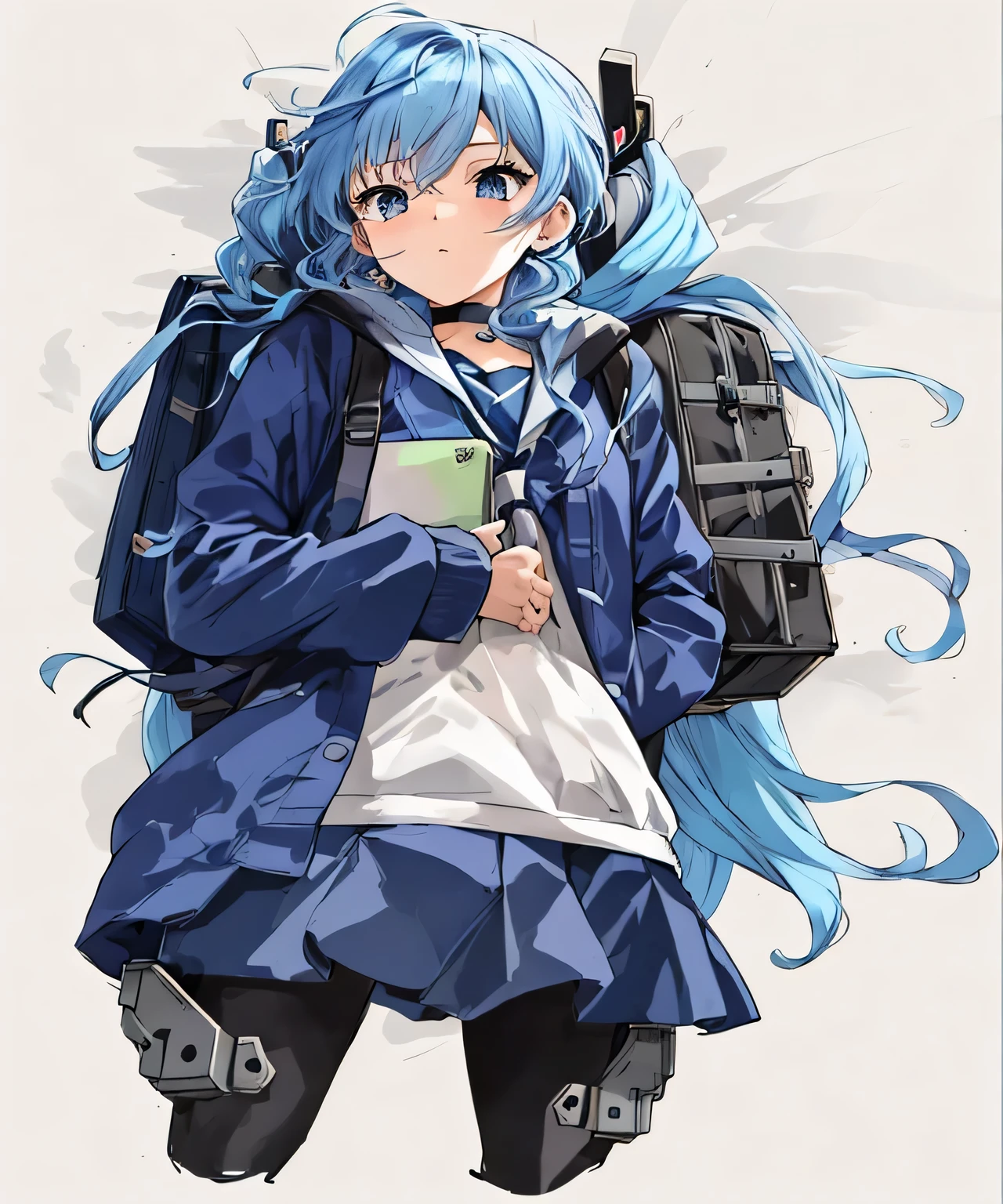 anime girl with blue hair and a backpack on her back, Kantai Collection Style, anime moe art style, young anime girl, beautiful anime high school girl, 2D anime style, (anime girl), Cute girl anime visual, High quality anime art style, anime girl with long hair, anime girl, an anime girl, anime style 4k, cute anime girl, eyes like jewels