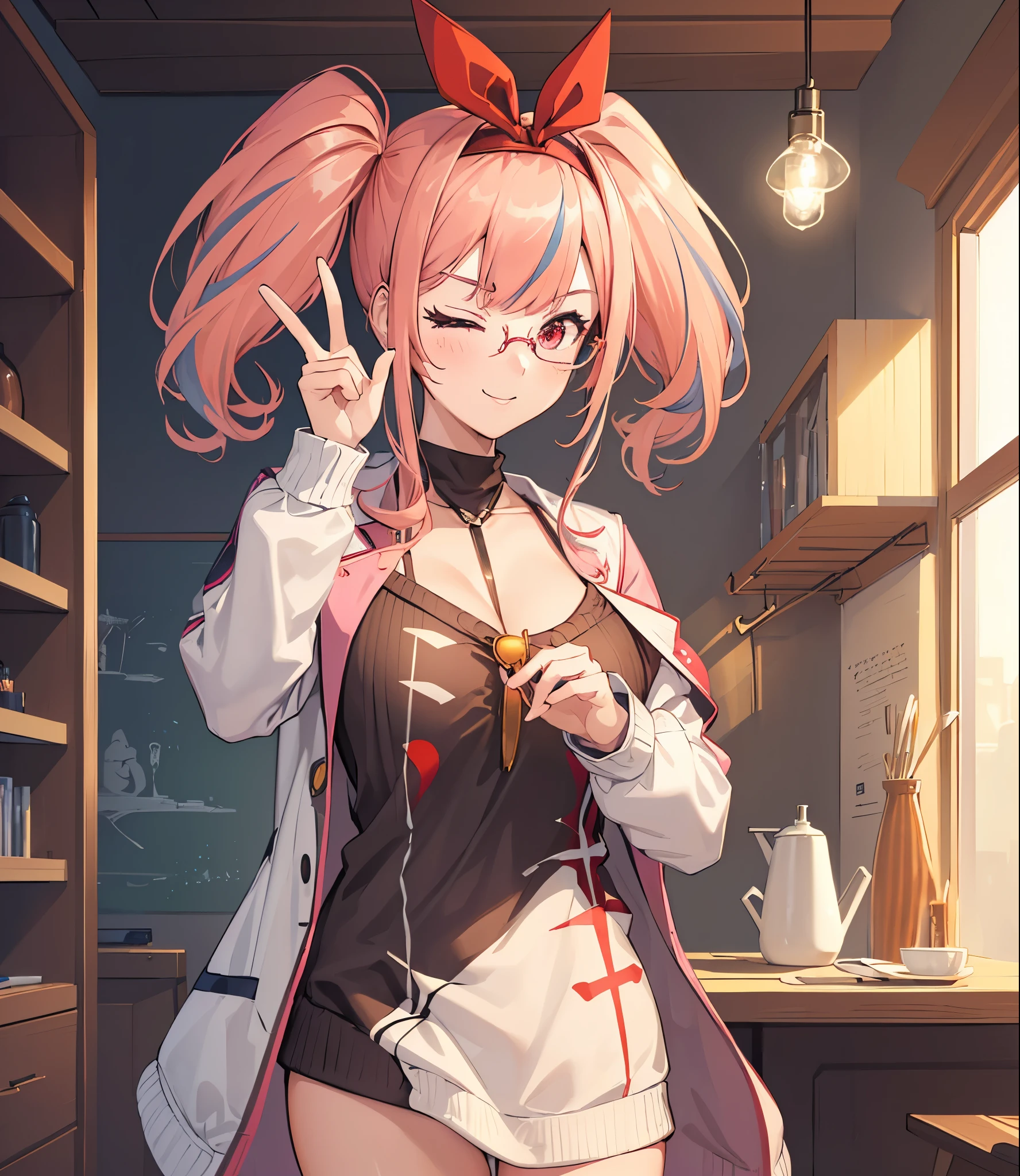 masutepiece, Best_Quality, hight_resolution, miko3,Ponytail, 1girl, Ahoge, black headwear, Hair Ornament, White shirt, black thighhighs, Pink hair, Red_skirt, (very_short_skirt:1.5), plaid skirts, garter_strap, Collared shirt, hair clips, frilld, Bangs, hair between eye, frills skirt, beret, Pleated skirt, Hair Flower, Neck bell, , puffy long sleeves, Black bow, Underbust, Cowboy Shot,Smile, (gigantic_breasts:1.3),(covered_nipples:1.3), covered_pussy,(closed_eyes:1.3), (happy:1.5), childlike_posing,spread_legs,(childlike_smile:1.2),plump,open_mouth, (open_clothes:1.2),cleavage,(Panty_shot:1.3),(apart_legs:1.3)
