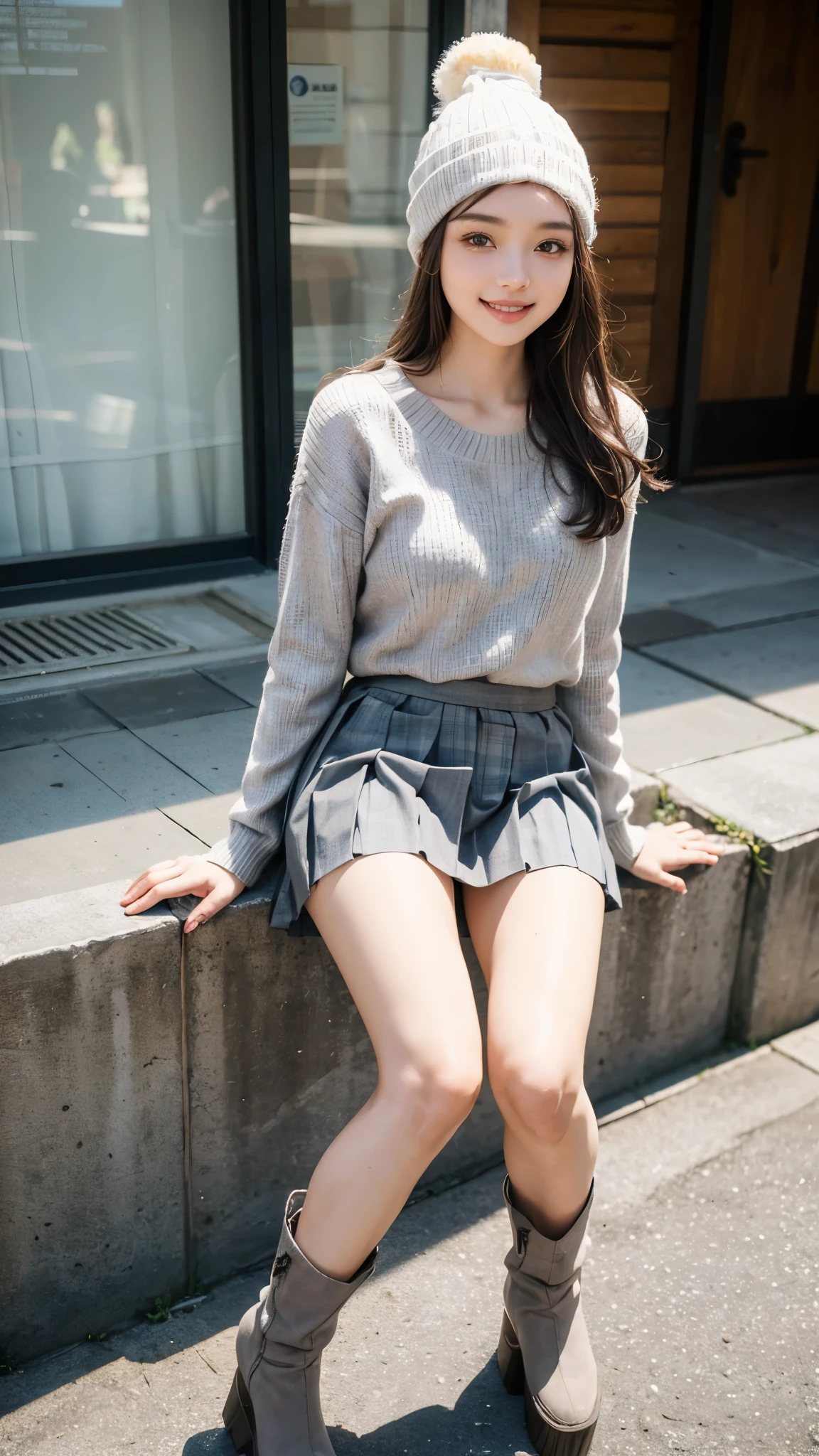 Panties are visible through a short skirt　sexy　