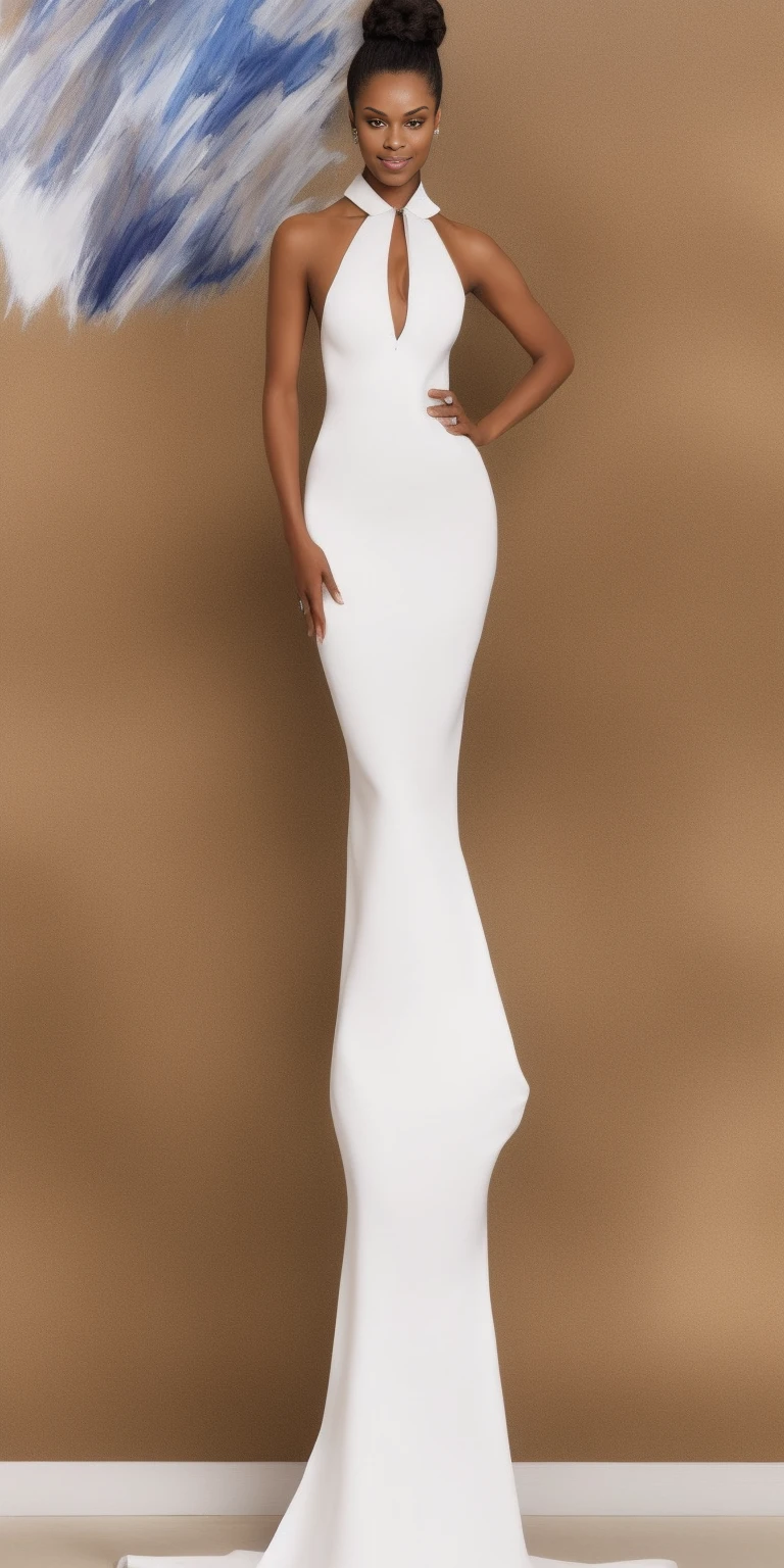 Best quality, best definition, best art, artwork, beautiful, painting, white hair, long white hair, perfect hair, long hair, perfect skin, black skin, brown skin, black skin, dress, long white dress, white dress, greek goddess dress, full body, whole body.
