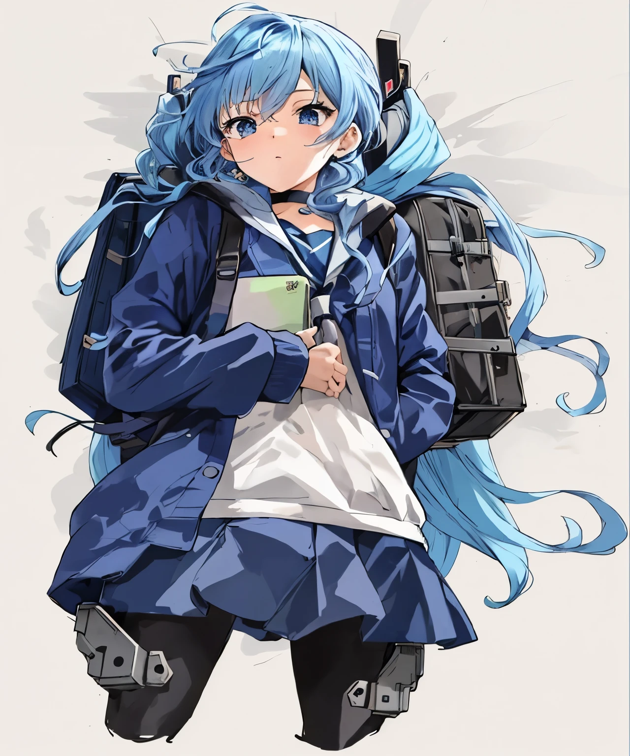 anime girl with blue hair and a backpack on her back, Kantai Collection Style, anime moe art style, young anime girl, beautiful anime high school girl, 2D anime style, (anime girl), Cute girl anime visual, High quality anime art style, anime girl with long hair, anime girl, an anime girl, anime style 4k, cute anime girl, jewel-like eyes
