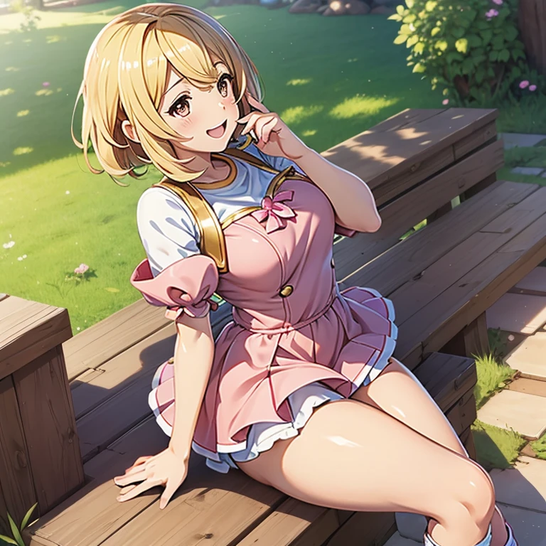 granblue fantasy,Grabble,djeeta,djeetaちゃん,mesugaki,Official Images,Official illustration,black knee high socks,pink clothes,thighs thighs thighs,djeeta,laughter,blonde,むちむちthighs thighs thighs