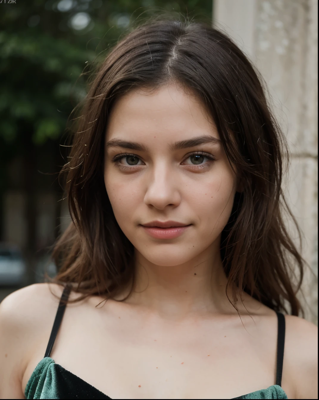 Instagram-Foto, 21 year old French woman, kurzes Haar, schwarzes Haar, Close-up portrait, Pullover, Dekollete, blass, harte Schatten, zeigt ihren nackten arsch und ihre vagina