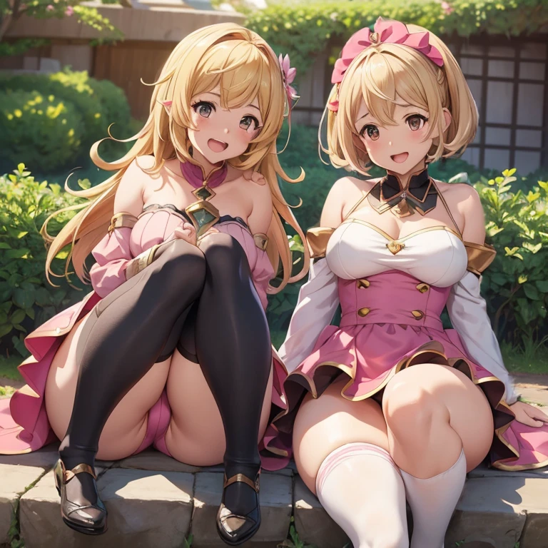 granblue fantasy,Grabble,djeeta,djeetaちゃん,mesugaki,Official Images,Official illustration,black knee high socks,pink clothes,thighs thighs thighs,djeeta,laughter,blonde,むちむちthighs thighs thighs