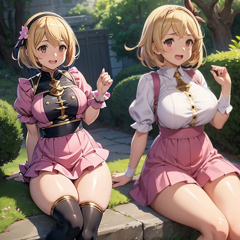 granblue fantasy,Grabble,djeeta,djeetaちゃん,mesugaki,Official Images,Official illustration,black knee high socks,pink clothes,thighs thighs thighs,djeeta,laughter,blonde,むちむちthighs thighs thighs