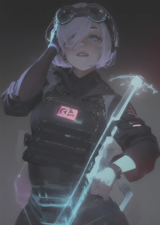 ((La mejor calidad)), ((obra maestra)), (muy detallado:1.3), ...............................................................................................................................................3D, Beautiful (cyberpunk:1.3) Mujer hacker, peinado corto,pelo corto, Volver al visor, cabello grueso, Terminal de ordenador operativo, Pantalla montada en la cabeza, computer server, Pantalla LCD, fiber optic cable, Logotipo de la empresa, HDR (High Dymanic Range), Trazado de rayos, NVIDIA RTX, Super resolution, Irreal 5, Subsoil Scatter, Textura PBR, Post-procesamiento, Anisotropic filtering, profundidad de campo, maximum sharpness and sharpness, Texturas multicapa, Albedo y Highlight Maps, Sombreado de superficies, Accurate simulation of light-material interactions, proporciones perfectas, Renderizado de octanaje, duotone lighting, ISO bajo, balance de blancos, Regla de los tercios, amplia apertura, 8K RAW, efficient sub-pixels, sub-pixel convolution, glow particles, dynamic  pose