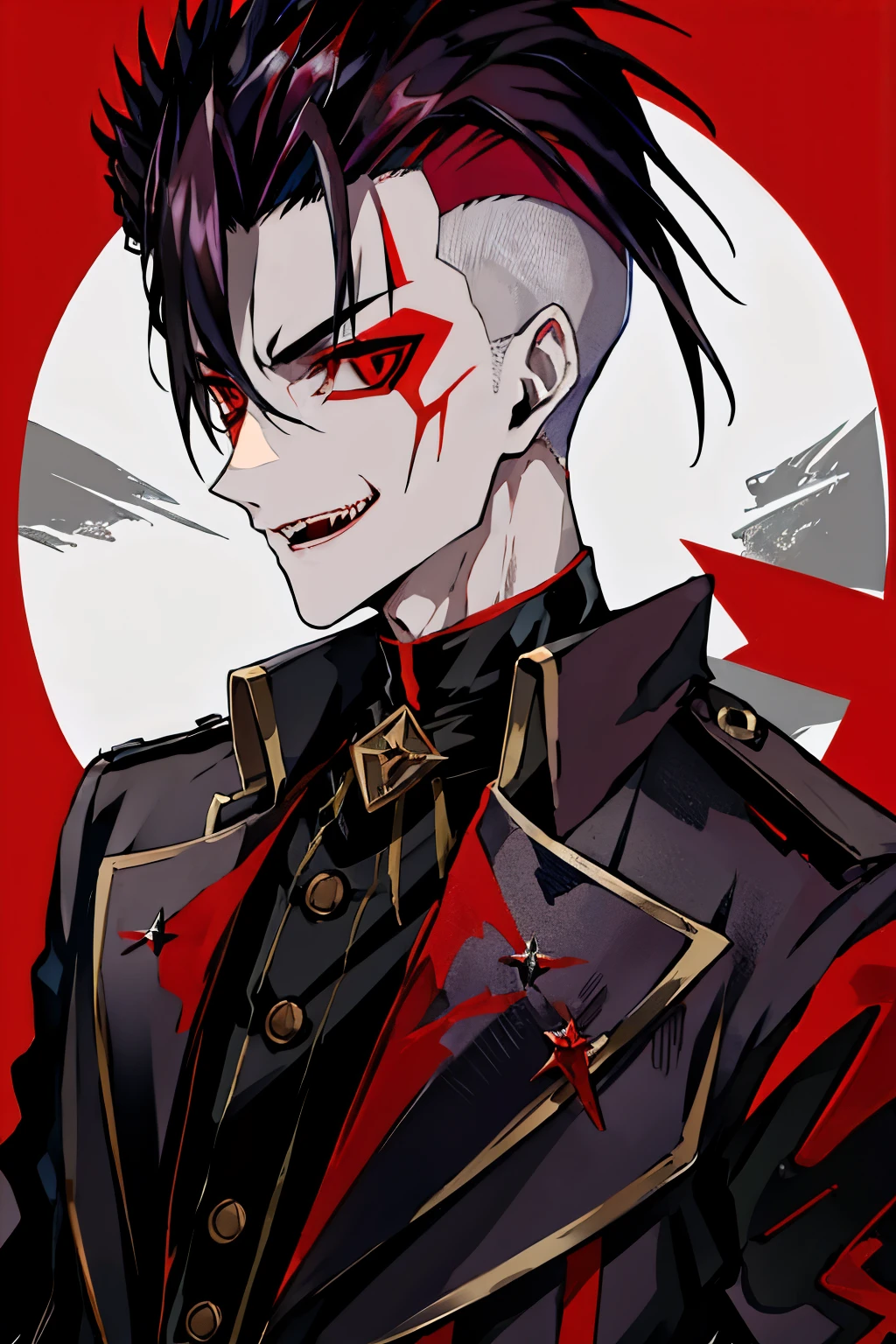 Vampire boy military outfit mohawk hair style 