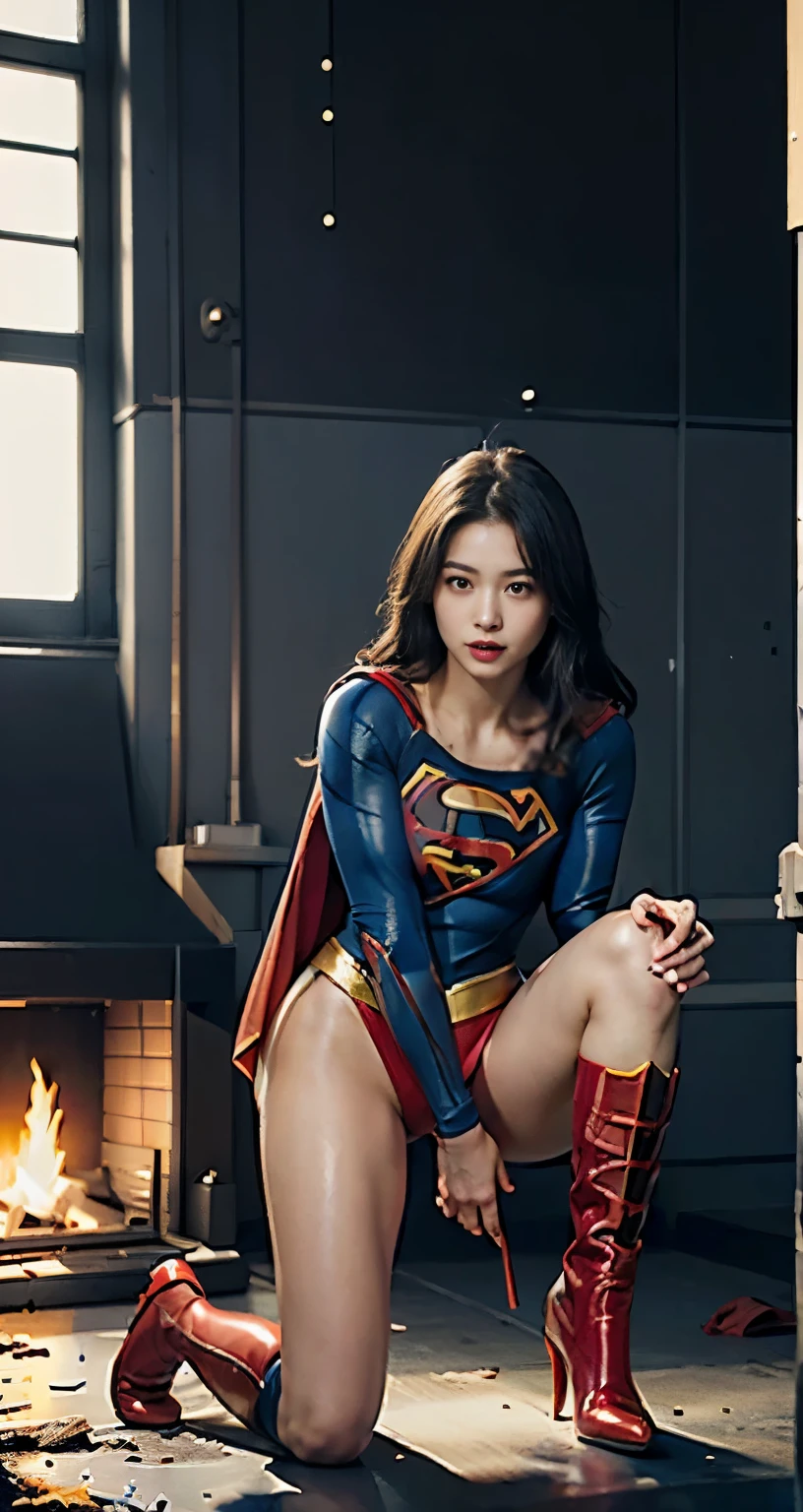 no background、Sleeping、Passing away、(((Wear black tights on your beautiful legs.torn、Tattered、being destroyed)))、(((stretch your legs、tall、Legally express the beauty of your smile)))、((((Get the most out of your original images)))、(((supergirl costume、torn、Tattered、being destroyed)))、(((beautiful hair)))、(((I'm in pain)))、(((Legs must be worn with black tights)))、(((must wear red boots、being destroyed)))、((Highest image quality、8K))、((highest quality、8K、masterpiece:1.3))、(((keep background )))、clear focus:1.2、beautiful woman with perfect figure:1.4、Full of scars、bloody、full of blood、slender abs:1.2、wet body:1.5、Highly detailed face and skin texture、8K