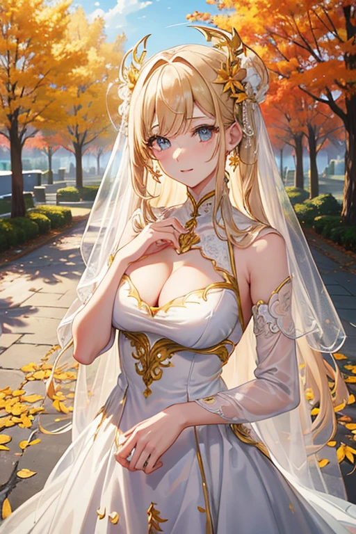 {{{{masterpiece}}}}, {{{super detailed}}}, {{{High resolution}}}, {{excellent anatomy}}, (((highest quality))), ((very delicate and beautiful)), {{very detailed and delicate}}, {8k cg wallpaper},((detailed background))、extremely detailed, solo, perfect face, pretty face, highly detailed face,(muste piece), (best quality)、One female、best style、beautiful woman、The most beautiful woman in the world、(Sheer dress:1.5),((big breasts))、(桃colorの髪、桃colorの目)、a 黄color tree lined path with leaves on the ground, breath-taking Beautiful trees, breath - taking Beautiful trees, The blossoming path to heaven, Vivid but gloomy gold, 黄color color, 黄color colours, Golden Autumn, in autumn, wonderful, 黄color carpeted, 黄color hue, Beautiful trees, shades of 黄color, color: 黄color, golden leaves, during the autumn