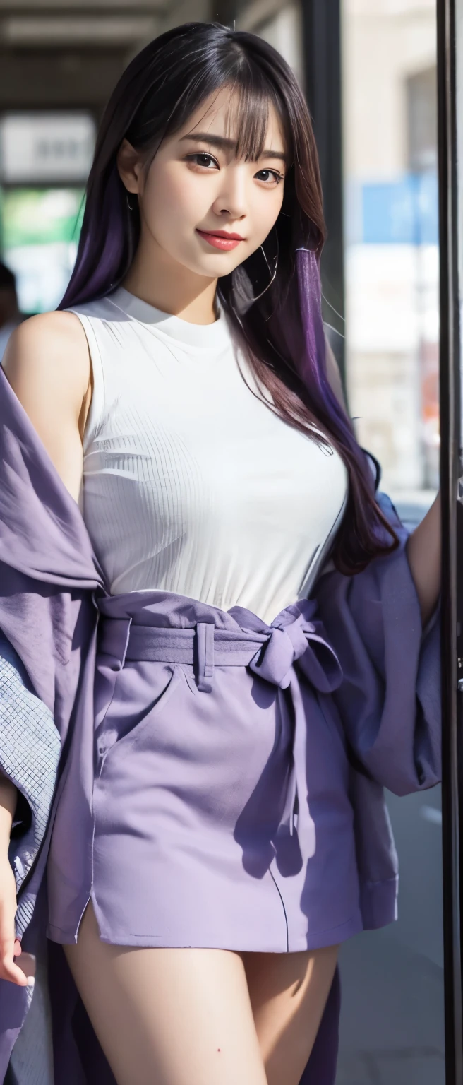 Idol full of poison、Full body Esbian、Poison-covered miniskirt kimono、purple hair