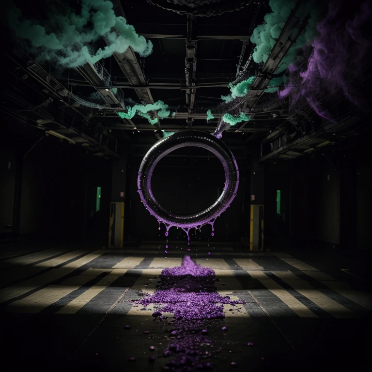 Black wavy venom symbiot with green and purple toxic gas in the air