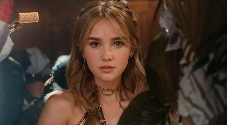 Blond Zoey Deutch wearing a slavekini