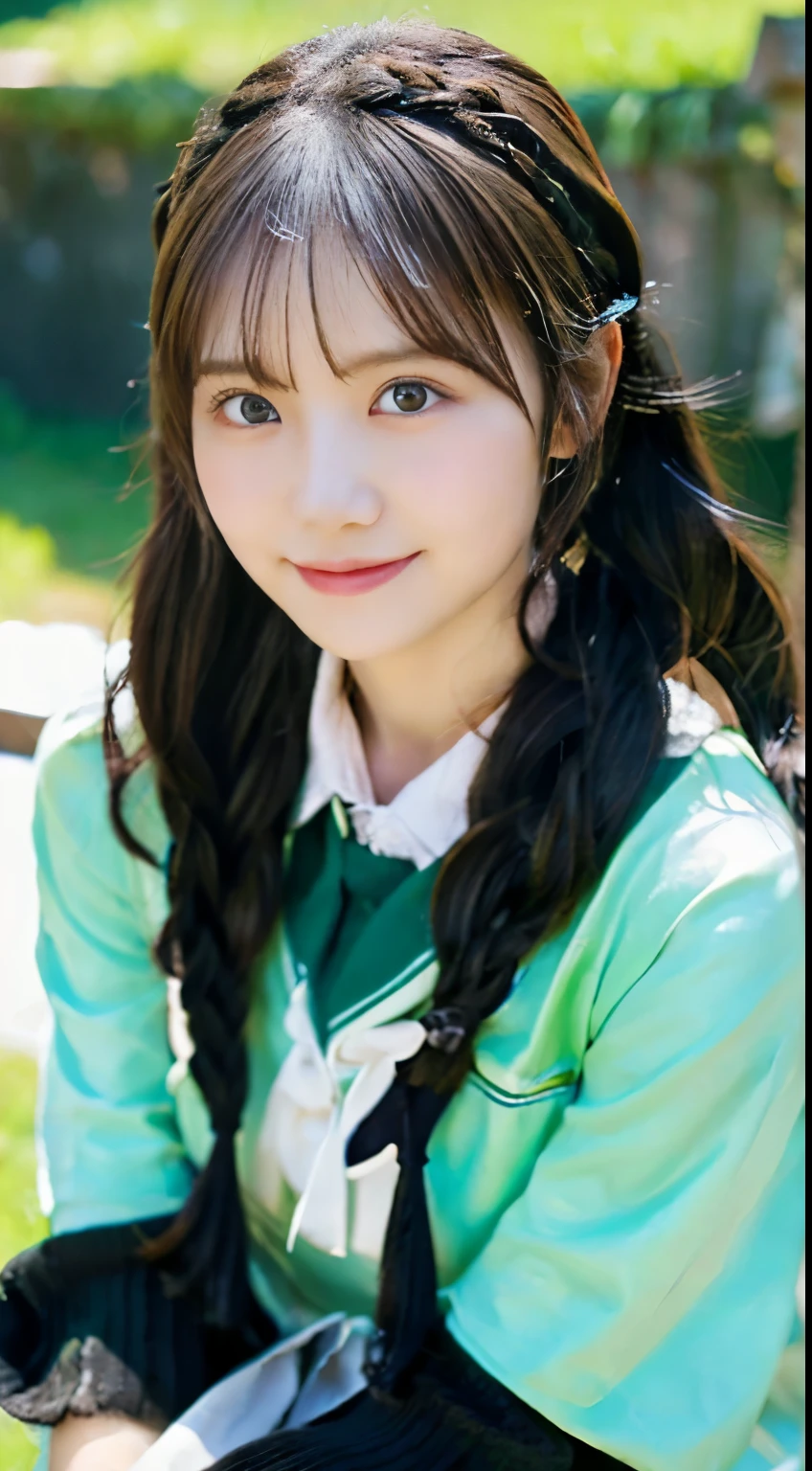 (ultra-detailed,masterpiece,best quality:1.3),
black hair,( braid:1.1), twin tails,light black eyes ,large eyes,(s:1.2) ,medium breasts ,(cute:1.2) girl , beautiful hair,shine eyes ,smile,happy,
cardigan,miniskirt,(school uniform:1.1),sitting,
BREAK
(green Beautiful grassland:1.2),(starry sky:1.1),Beautiful sky,(aurora:1.1),(ultra-detailed background:1.2),clear,Vibrant colors,(Crystal of snow:1.1),
extremely detailed face and eyes,