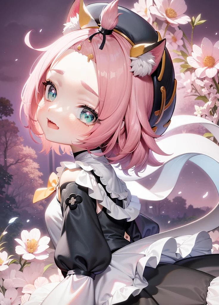 Pink hair, black and white skirt, cat ears anime girl, Best Anime 4K Konachan Wallpapers, Anime visual of a cute girl, splash ink art anime ****, Haruno Sakura, guweiz on pixiv artstation, guweiz on artstation pixiv, official art, portrait of the magical girl, Popular topics on artstation pixiv