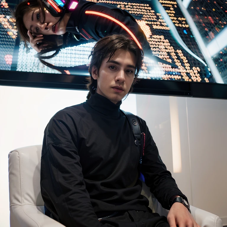 Change background, cyberpunk handsome boy, ultra Realistic face with 8k resolution