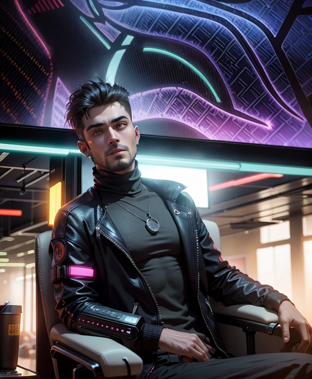 change the background, cyberpunk handsome guy, realistic face, 8k resolution, same as in the given image 