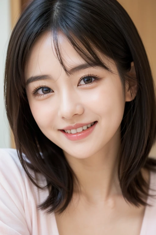 Japanese beauty、best quality,photorealistichigh-resolution,cute woman,beautiful detailed eyes,beautiful detailed lips,smiling,laughing,cute type,enjoy,Joyful smile,magic moment,looking at the camera、Delicate system、happy look、dimples that stand out