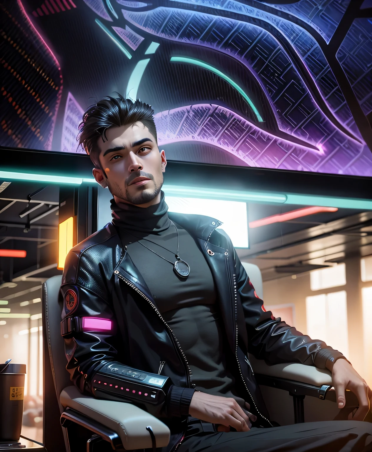 change the background, cyberpunk handsome guy, realistic face, 8k resolution, same as in the given image