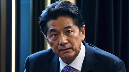 UHD image quality, The background is hell, lava, Dark sky, there is a devil, With Japan people、There is a man who is a politician, Man is wearing a suit, the man and the devil are talking