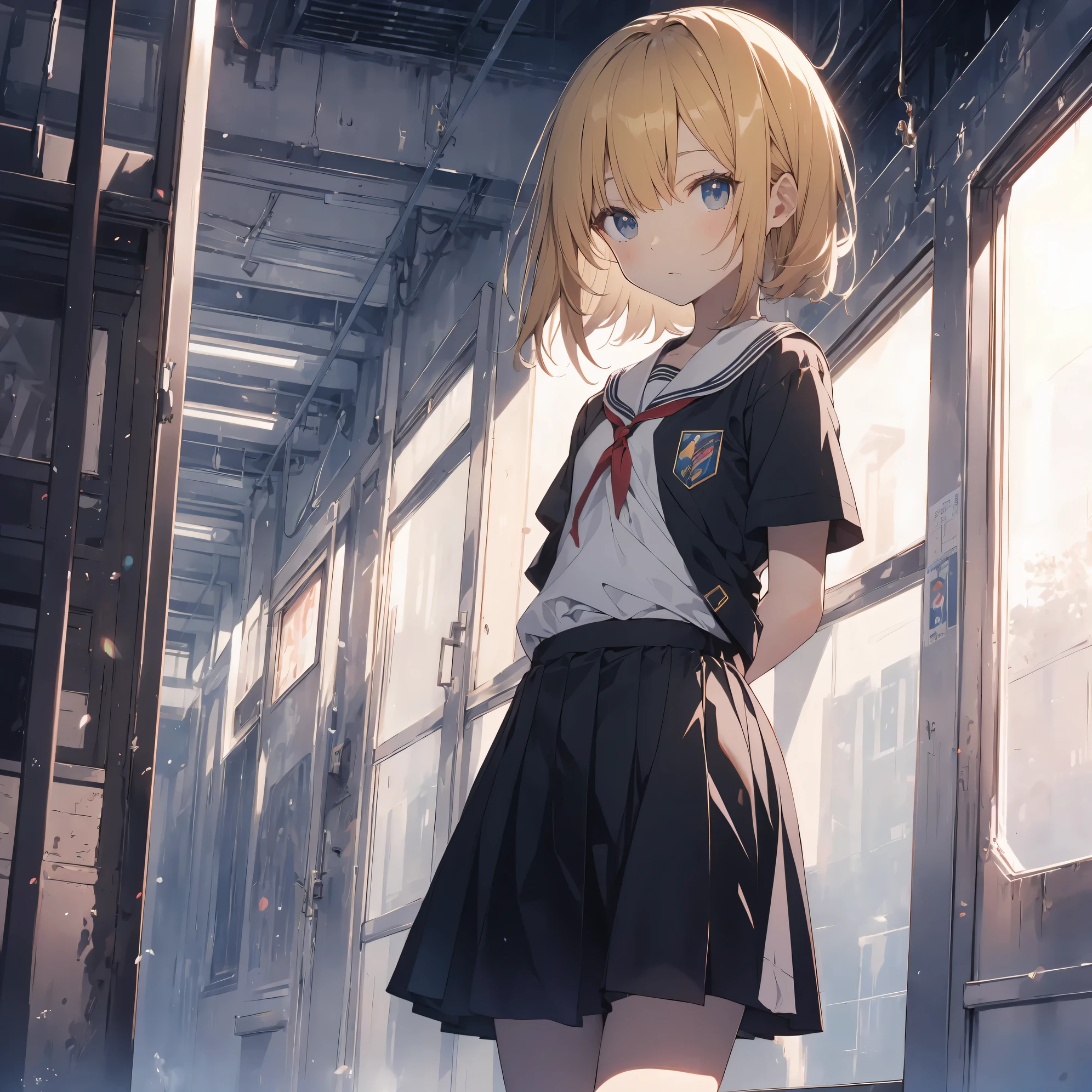 super highest quality, super detailed, High resolution, anime moe art style, best anime 8K konachan wallpaper, pixiv contest winner, perfect anatomy, break,(眠そうにalone学校へ行く女の子を描いてください. ),break, surreal high school girl, (alone,change, child,:1.3),All limbs, full finger,Middle schoos charm, (very short hair), messy hair, flat chest, small ass, between legs, Small black eyes,beautiful and fine eyes, Well-proportioned iris and pupils, disgusted eyes, High resolutionの詳細な髪, school uniform, (skirt), On the way to school. break,super dense skin, Best lighting by famous artists, 8K, figure,