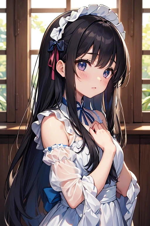 "A ray of light shines into the dimly lit room, and in the center of it are Japan little six-year-old girls, whose faces are full of spirit-like innocence, whose transparency and potential for the future give them a fascinating presence.

The girl wears a gothic Lolita-style fluffy dress. Its velvet and silk materials are beautifully decorated with delicate lace and ribbons. Part of the dress is soft, bulging tulle, expressing a fluffy texture that makes you feel impressed.

Her skin is transparent, and its purity can be said to be a symbol of the beautiful girl that Akiba men yearn for. Her big eyes are as deep as a lake, and they are filled with curiosity and innocence.

Her presence is like an art in the room. The fusion of innocence and possibility is not only visually beautiful, but also deeply resonates in the heart.

In this work, the transparency of the girl, the texture of her clothes, the composition in which she comes forward, everything is delicately depicted in detail. It's a masterpiece of the best."

Her skin is crystal clear white, and its transparency emphasizes her purity and anticipation for the future. Her big eyes are as quiet and deep as a lake, and her gaze is full of innocence and curiosity.

Her presence radiates a charm that no one in the room can take their eyes off of. Her innocence and great potential for the future make her special.

In this work, the transparency of the girl, the texture of her clothes, the composition in which she comes forward, all of these are delicately depicted in detail. I would say masterpiece of the best." The image should be hyper-realistic, highly detailed, and in high-resolution 16k. Use a Sony Alpha 1 Mirrorless Camera with a Sony FE 24-105mm f/4 G OSS lens. Set the ISO sensitivity to 32,000 and the shutter speed to 1/125 second. The image should be framed in such a way that the girl is in the center, with the vast starry sky above and the rolling hills of "Princess Mononoke" in the background. --ar 16:9 --