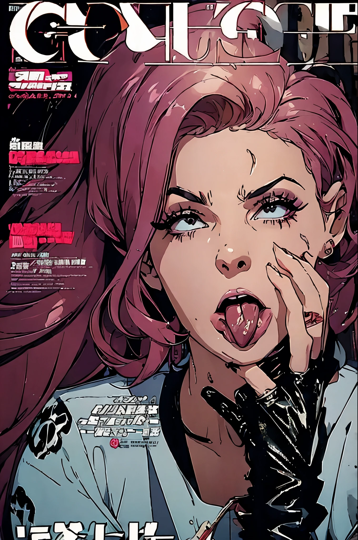 ((Vulgarity)),magazine cover, (someone addicted to sex, Prisoner),orgasm face,gonzo pornography