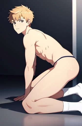 masterpiece, best quality, a boy， white socks，Shirtless