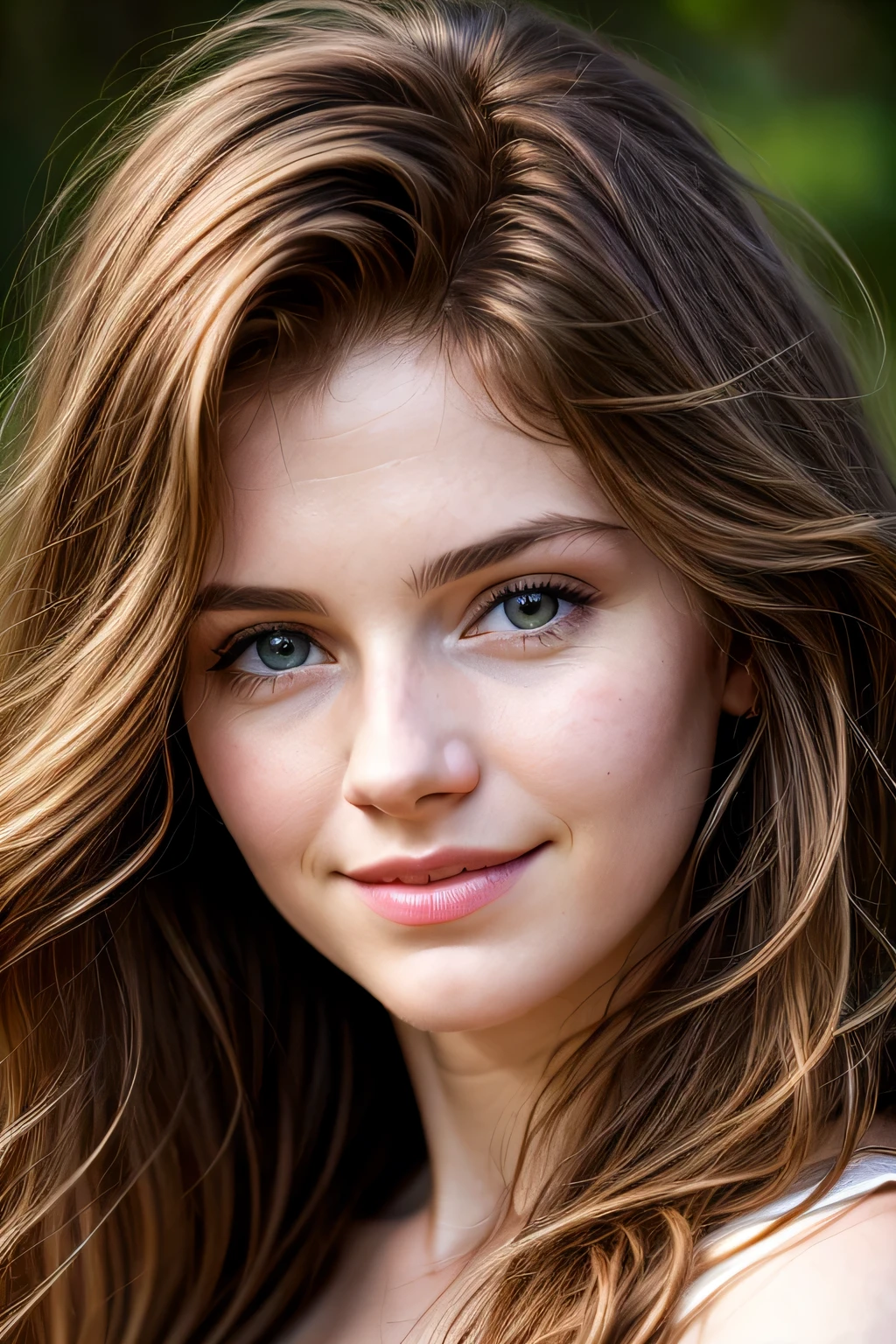 ((julie zenatti)), portrait photography, ((20yr old female)), highest quality, portrait, movie, professional photos, (rich colors), (Natural light), surreal, realistic texture, Super detailed、masterpiece、highest quality、ultra high resolution, smile、sexy, ((close up of face))、long soft wavy hair