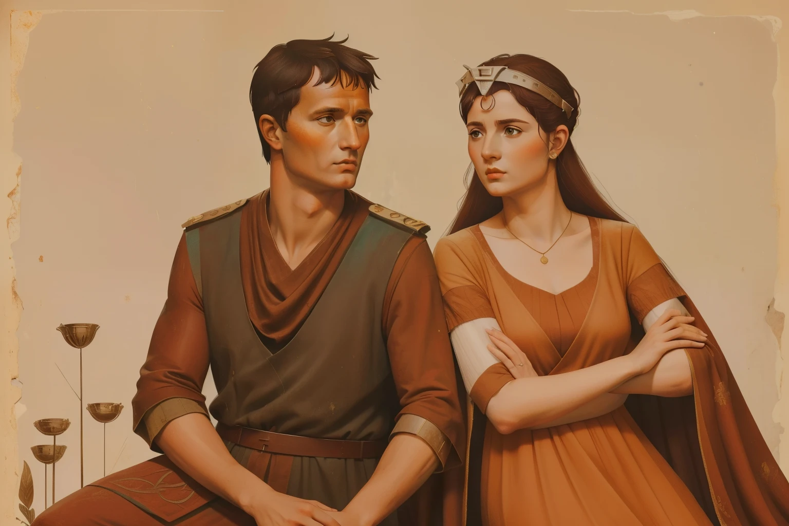 Rome, 77 BC. A ((((23-year-old)) Gaius Julius Caesar)) with his wife Cornelia. ((((casual clothing from the 1st century BC))))