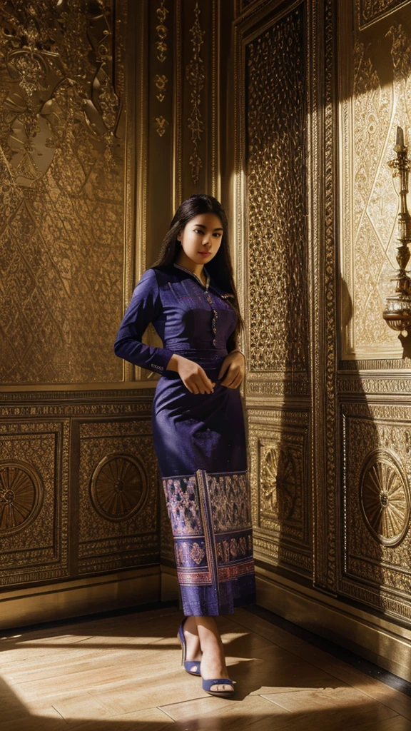 young intricate woman in royal palace, art by Ivan Aivazovsky, wide angle lens f/2.8, ultra insane high resolution intricate textures, texture indentation, perfect perspective, perfect geometry, ultra insane ambient lighting, ultra insane ambient shadows, luminism, ultra detailed busy background, tessellation, maximalism, perfectionism, IPA Award wining masterpiece,