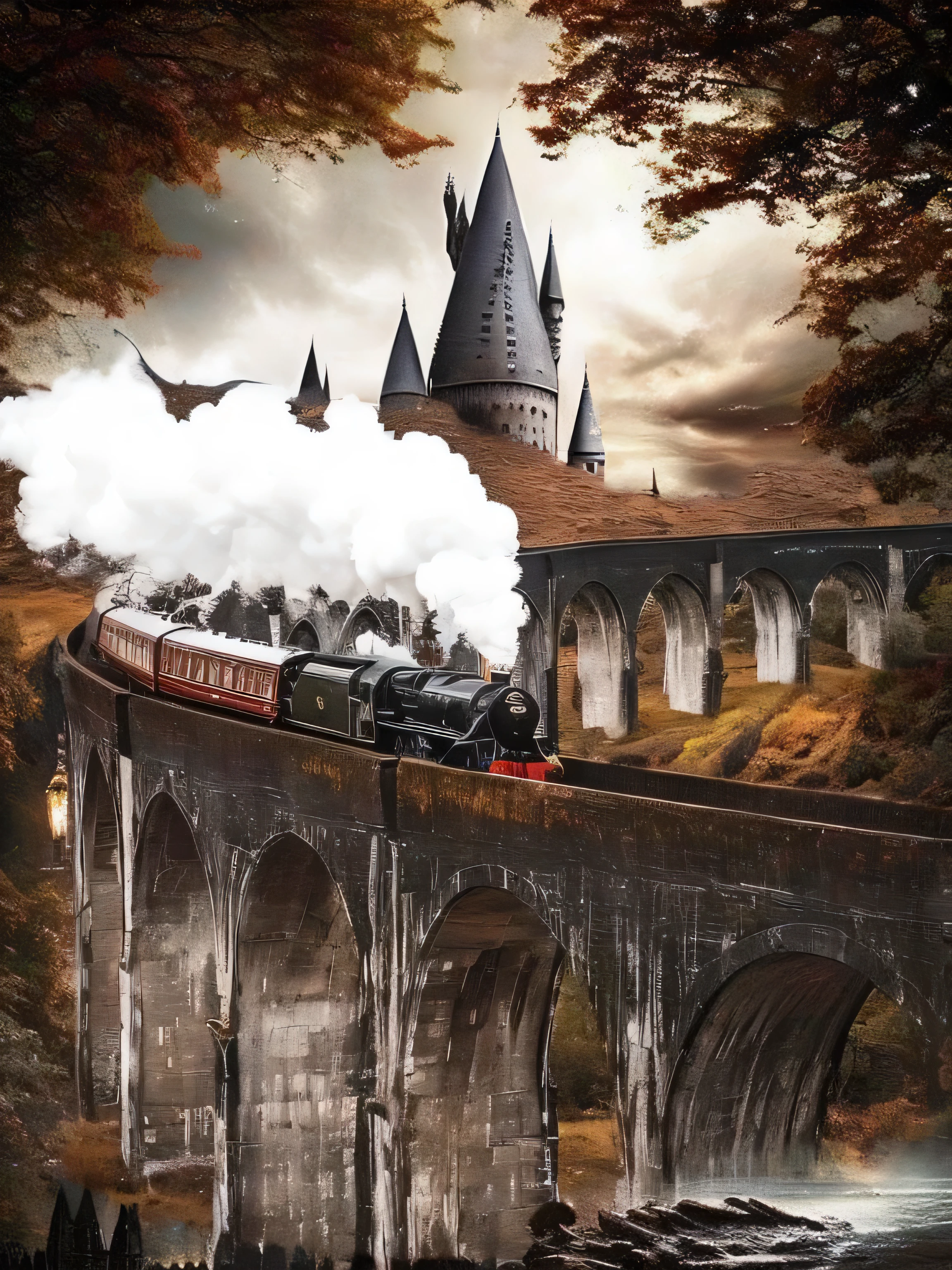 harry potter style，magical world，hogwarts style，mysterious atmosphere，Magic magic