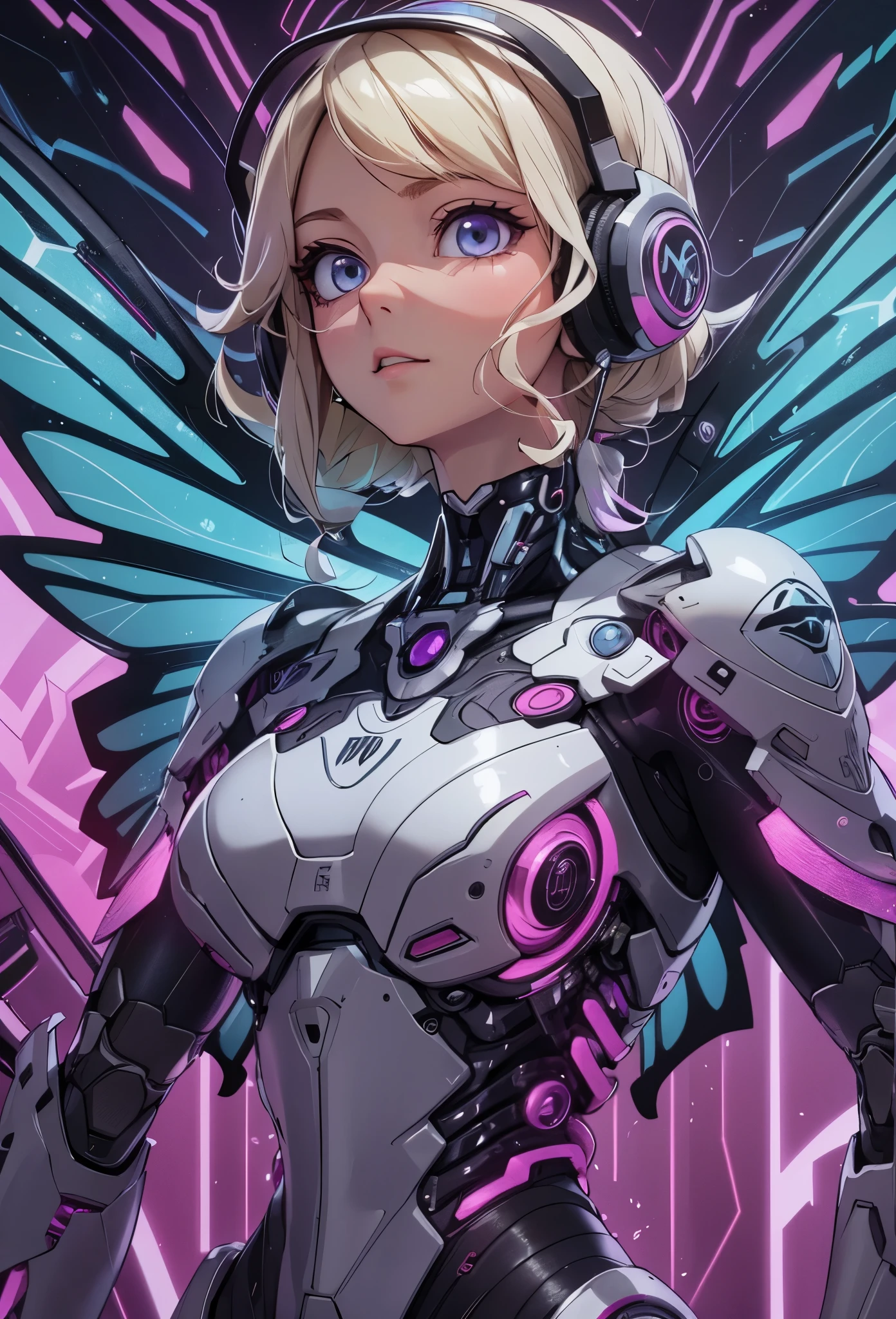 ((Highly accurate drawing in every detail)Extremely precise depiction)[High resolution],(detailed illustrations,とてもfineで緻密な描画,Delicate drawn lines with tempo,Realistic texture expression),[color traced main line],[labo],[[HENTAI]] ANIME (CYBERGirl anime Beauty 13 years old Cyborg[wavy hair (platinum blonde)]),([Butterfly wings] Magenta-pink Papillon cybernean armor [Aurora Armor] Fuselage only transparent material) Cyber Headset,(cybernetic [clear lenticular iris]),(intricate and beautiful decoration [Dense detail]),(Fine and beautiful skin expression [transparency]),[完璧な目のdetailed (Beautifully detailed iris)(Eyes like deep jewels)],(eyes light[Pinpoint lighting for the eyes]),[long and beautiful eyelashes],[precisely drawn hair [美しく艷やかな髪のdetailed]],(完璧な手のdetailed [Beautiful fingers with no damage [beautiful nails]]),(perfect anatomy(perfectly balanced proportions))[[full body portrait]],[[Design built to the highest level]][ideal color coordination(Accurate simulation of light and material interactions)],([Precision Detail](detailed,高fine)),[Visual art that tells a story],((highest quality)fine[[High density drawing]])[FHD].