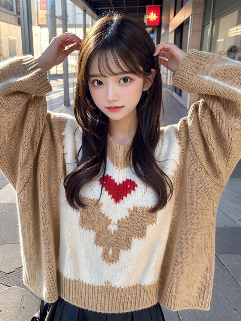 1girl in ugly pattern sweater