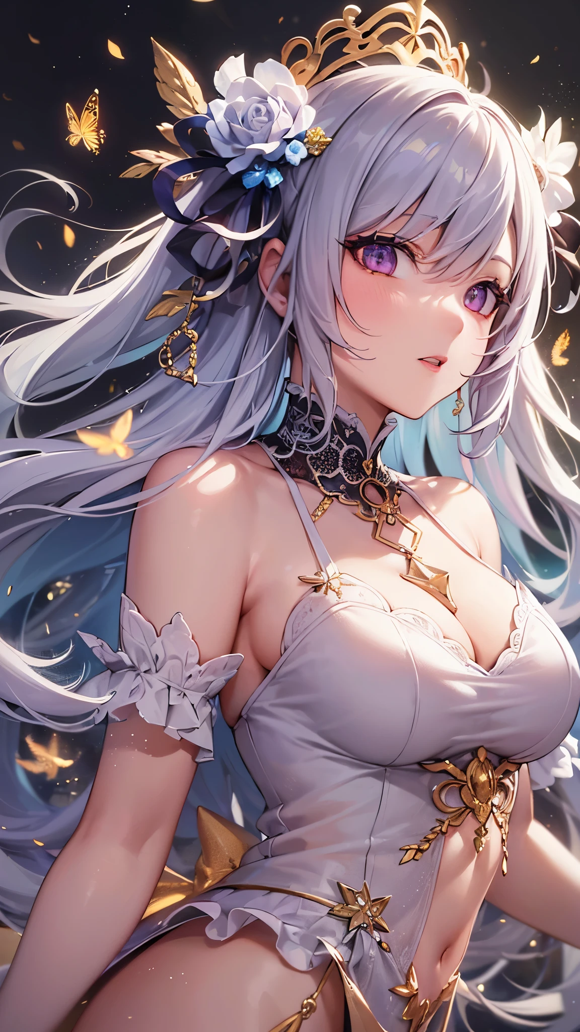 ((highest quality)),(ultra high resolution),(Super detailed),(detailed description),((best CG)),(best work of art),super precision art,great drawing art,(Art with precise details:1.5), (1 woman:1.6),beautiful and well-shaped face:1.5, crystal shine:1.5,