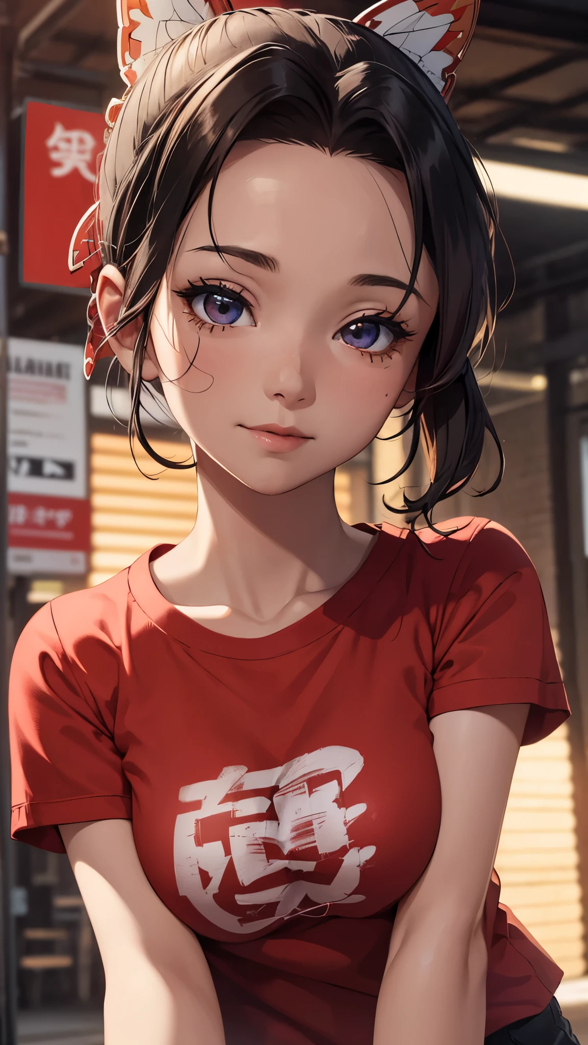 (8k, RAW Photos, highest quality, masterpiece:1.2), (Realistic, photo-Realistic:1.37), Super detailed, Ultra-high resolution,1 girl,View Viewer,Beautifully detailed face,smile,narrow,(Slim waist:1.3),shirt, Beautifully detailed skin, Skin Texture, Floating Hair,Professional Lighting,