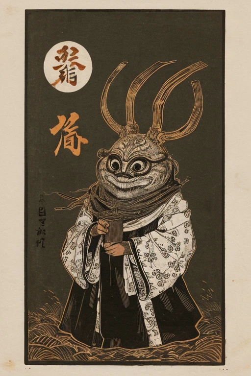 no clothes, ((jumpscare)), Outline warm color, ((festival)), ((Chojugiga)), ((Shihon Bokuga)), antique, (anthropomorphism), (Sumi-e), Monochrome art, (Old paper style illustration), (hunting paintingural style, Little monster, old performance, variational pointillism, flat illustration, eerie, (horror elements), eerie worldview, (primitive art), Outline warm color, old picture scroll style, old staging, Ancient mural style