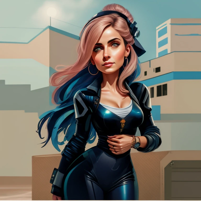 There's a woman standing in front of a factory, imagem de qualidade muito baixa, arte digital picture, arte digital. @mariomaniacdude, looks like fabiula nascimento, [ arte digital ]!!, inspired by Maria Helena Vieira da Silva, 3 0 anos mulher, painitng digital, arte digital but photo, pintado digitalmente