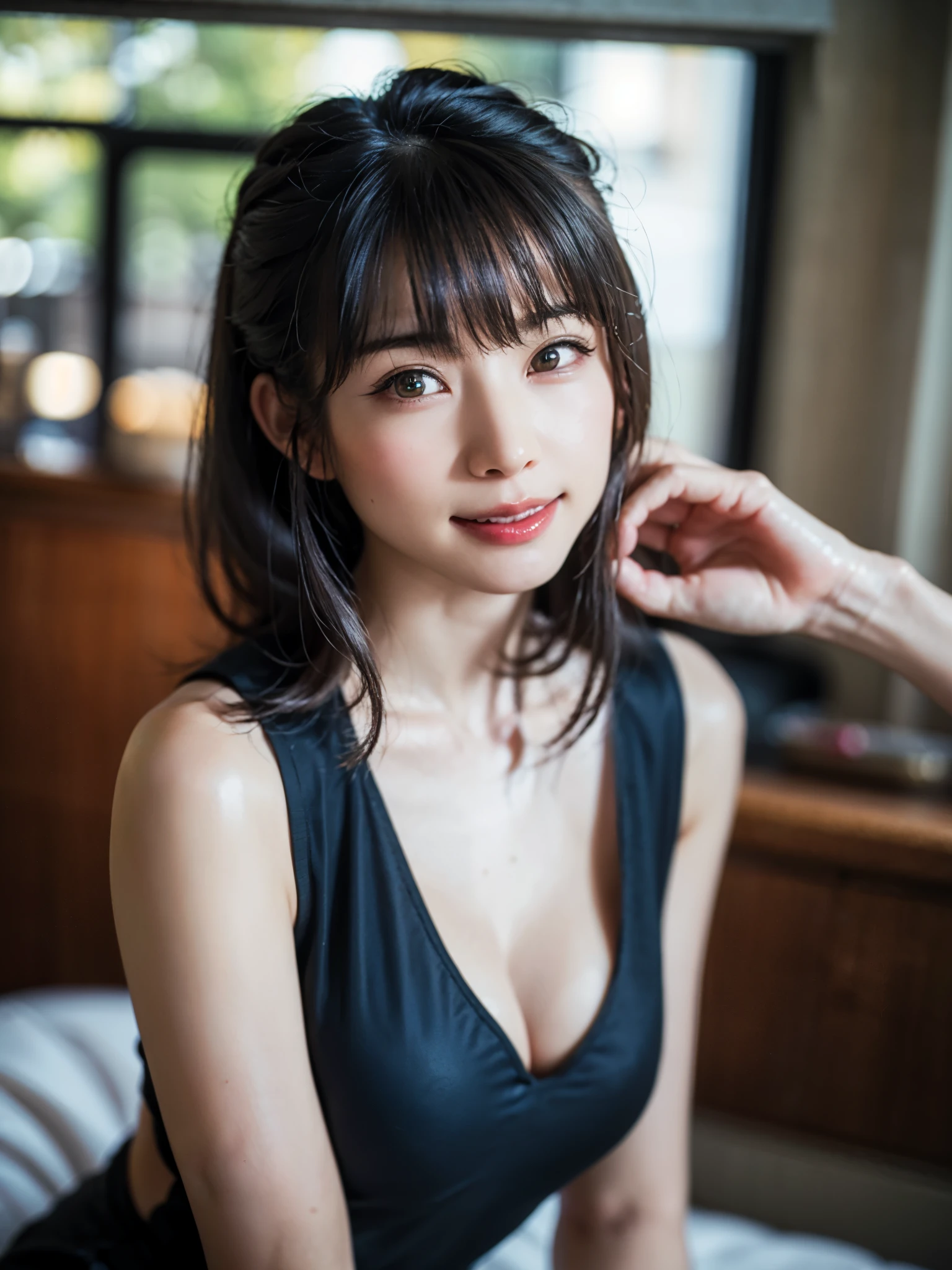 (table top, highest quality、High resolution:1.4、very attractive beauty、Adds intense highlights to the eyes、look closely at the camera:1.4、Beautiful woman full of charm、ideal body proportions、perfect anatomy、brunette short bob hair、shiny hair、bangs:1.4、光沢のあるbangs:1.4、lip gloss),1 girl, Report, light brown shiny hair, scarf,realistic, looking at the viewer、Please tilt your head slightly, bright colored crystal light blue eyes, short and shiny hair、 chest中央に穴の開いた白いタートルネックの衣装,chestの真ん中に丸い穴のあるセクシーな白いタートルネック ニット セーター、 lips, lip gloss, Upper body、Big eyes、eyelash、face is a little red、embarrassing)、((italian road in winter))、((short hair with Big eyess、Give students very powerful highlights、{Huge|big|Hugeな|mega} chest:1.6、very bigger chest、look at the audience、very beautiful beauty、show me your ears、long neck、smile、smile、Happy、beautiful teeth、口を開いてsmile、heart shaped eyes))、28 years old、very cute super model、