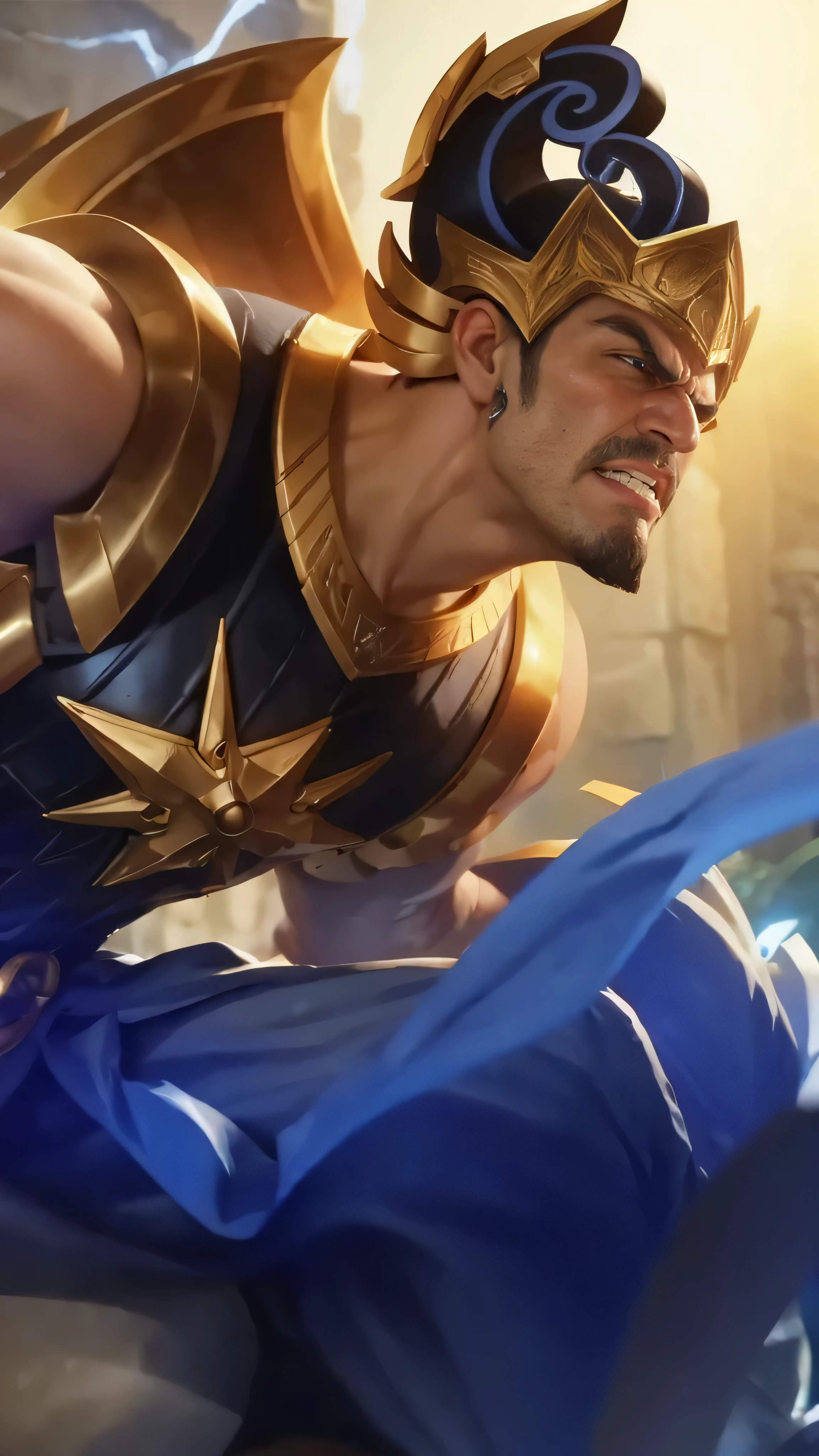 8k, very detailed, close up of a burly man angry, wearing armor