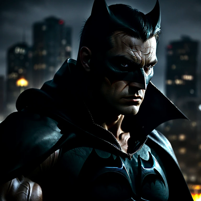 visao frontal, crie o Bane do batman junto com o coringa em ghotam city --auto