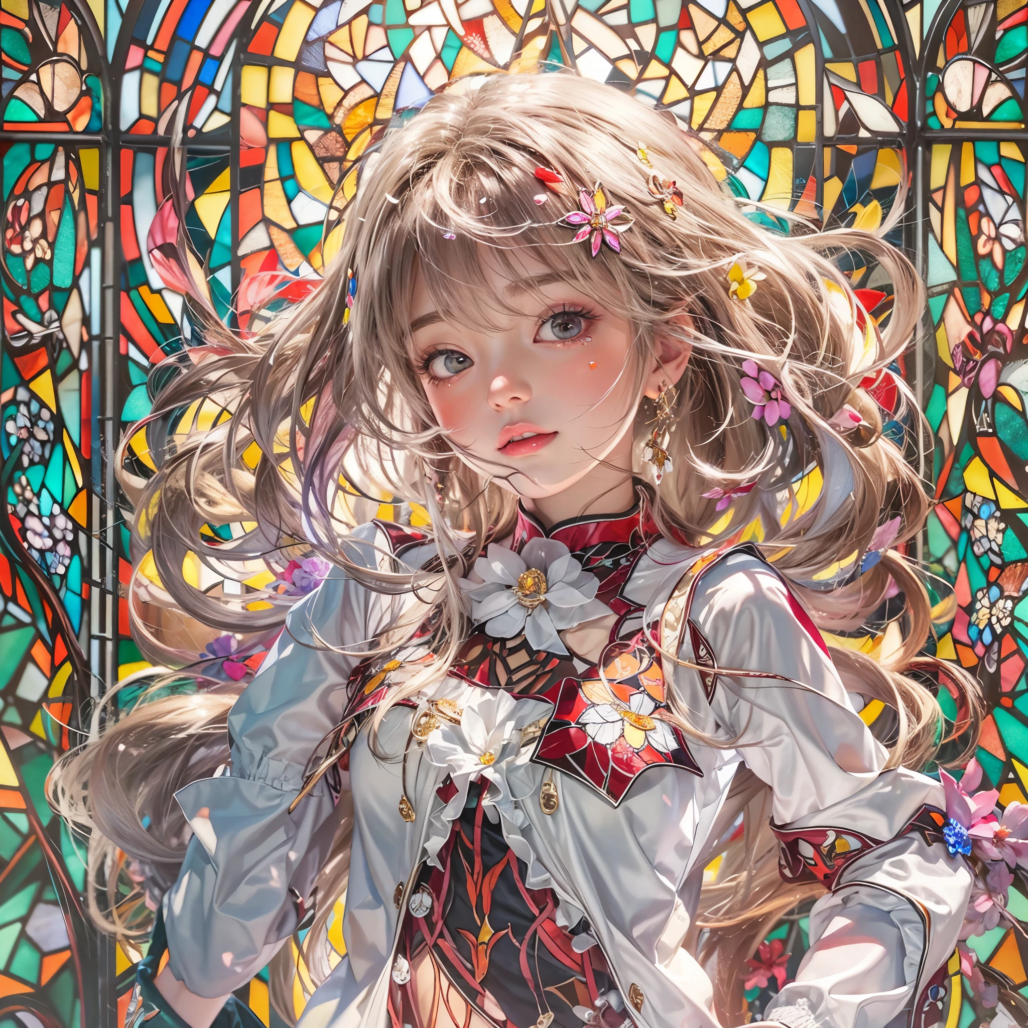 (NSFW:-0.98) . White and Red, (Dazzling colorful light pours down and reflects:1.2), (Physically-based Rendering with incredible detailed Textures), Award-winning Masterpiece of professional Analogue photograpy, { (((Photorealistic:1.37))) | (Hasselblad with F2.8) }, (((Acutance:0.85), { from below | from side } )) . ((A group photo of many KAWAII girls in (school uniform)) with visible Overflowing Cleavage) and Navel without bra . (((Extremely detailed KAWAII face variations)) with joyful expressions), { Glossy cute Lips Closeup | Detailed natural eyes with sparkling highlights and long eyelashes | Rosy cheeks | Navel | (pretty Ass) | (Overflowing underboob) | Oiled ivory skin Details | White panties with (blood seeping only in crotch area) | ((full of Flowers covering girl's body:1.15)) | (((Dazzling colorful stained glass with stunning elaborate details:1.2))) | Mystic sight | A Halo ling in the air | God rays | Haze | Lens flare | Luminescent particles | Kissing face to face } . Ultra-detailed, (Exposed:0.8), (((Nipple:-0.9))) .