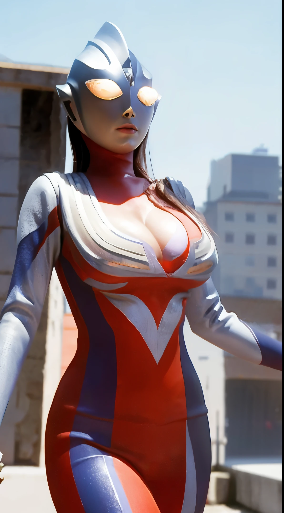 Top image quality、original photography、ultra high resolution、Ultraman avatar、huge :1.5、cleavage:1.5