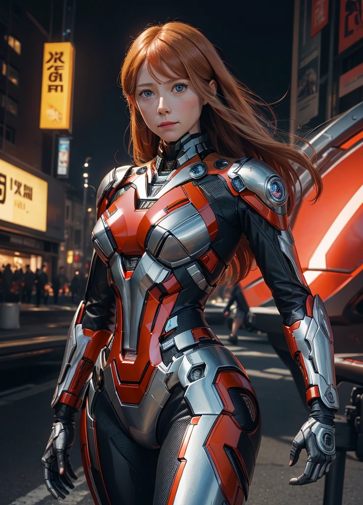 textured skin, Super details, high detail, high quality, best quality, high resolution, 1080P, harddisk, beautiful,(Pepper Potts),beautiful女人,mecha girl,Versus mode,Mecha girl,She wears the Pepper Potts Rescue Mecha