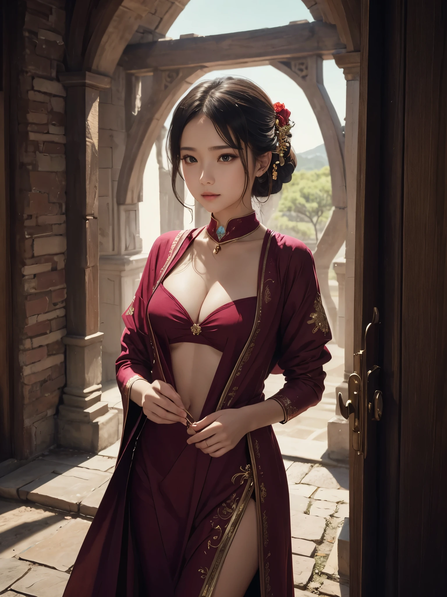 1 girl, mage,There is cleavage, The content is very detailed,looking at the audience(masterpiece, best quality:1.2)