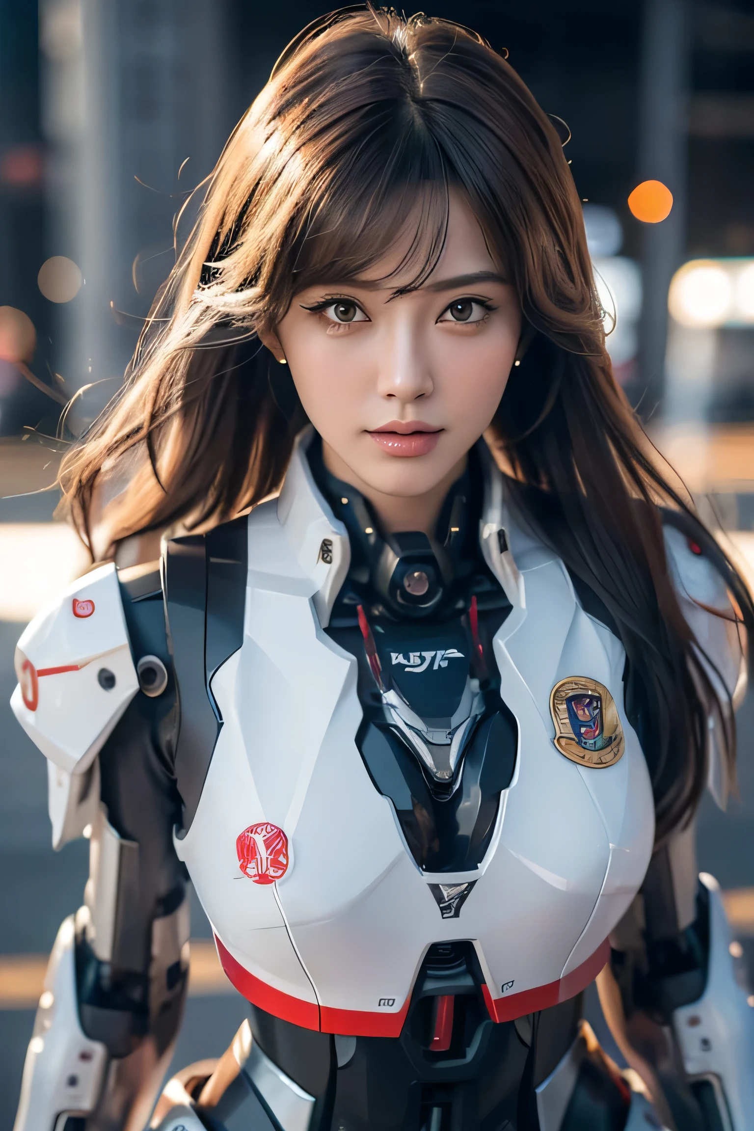 best image quality, excellent details, 超High resolution, (fidelity: 1.4), best illustrations, Favor details, High concentration of 1girls, With a delicate and beautiful face, dressed in black and white mecha, Wearing a mecha helmet, Have a direction controller, ride a motorcycle, the background is a high-tech lighting scene of the futuristic city. masterpiece, 最high quality, high quality, High resolution, (close up of face)